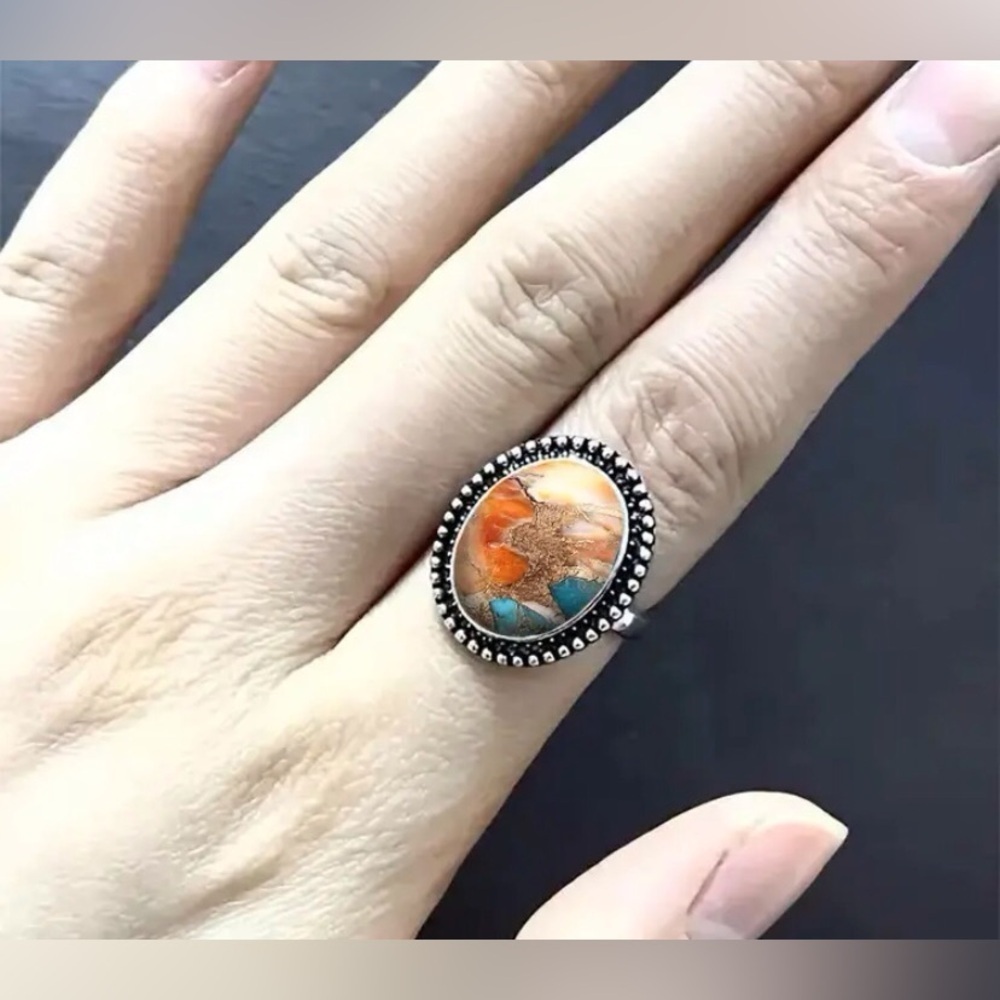 NWOT 1pc Fashion Colorful Bohemian Resin Statement Ring Size 9